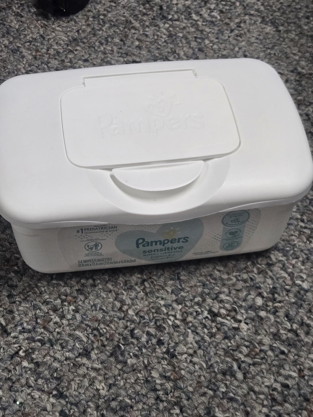 Pampers Vintage Diaper Plastic Pop Up Wipe Container Whote Aqua Collectable